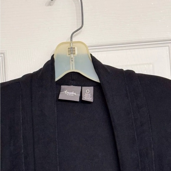 Chicos Travelers women Black, Side Pockets, Open Front Cardigan Sz 0 - Picture 2 of 3